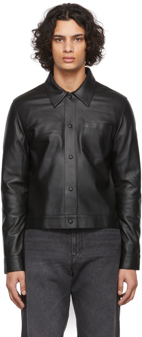 AMI Alexandre Mattiussi Black Ami de Cœur Leather Jacket AMI Alexandre ...
