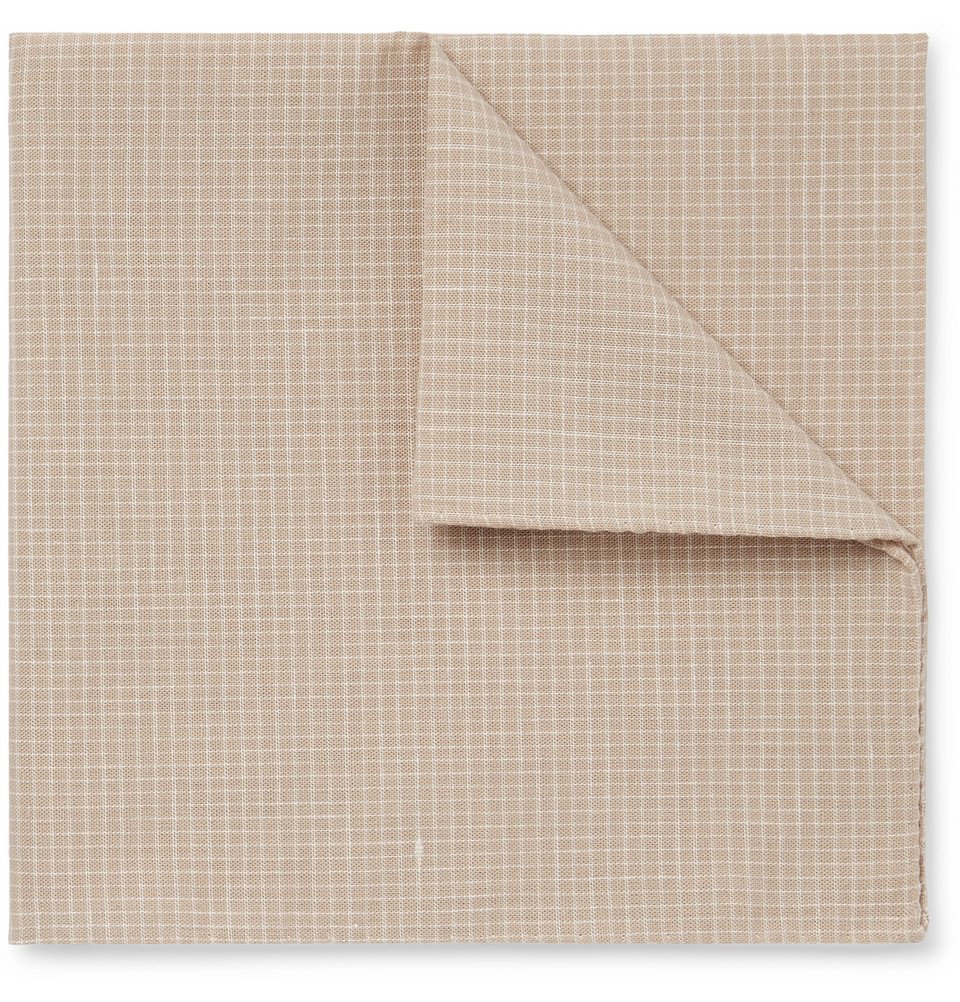 Oliver Spencer - Kersley Micro-Checked Cotton And Linen-Blend Pocket Square - Pink