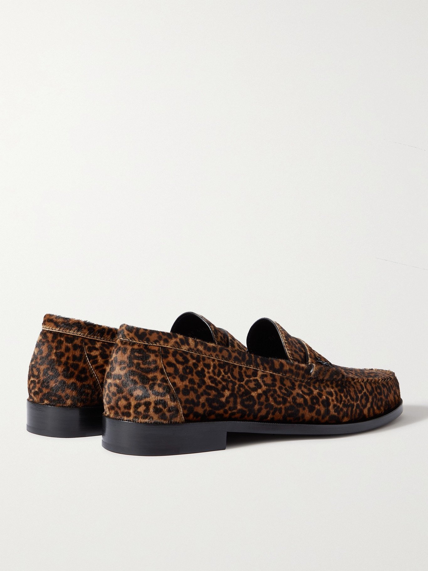 leopard penny loafers