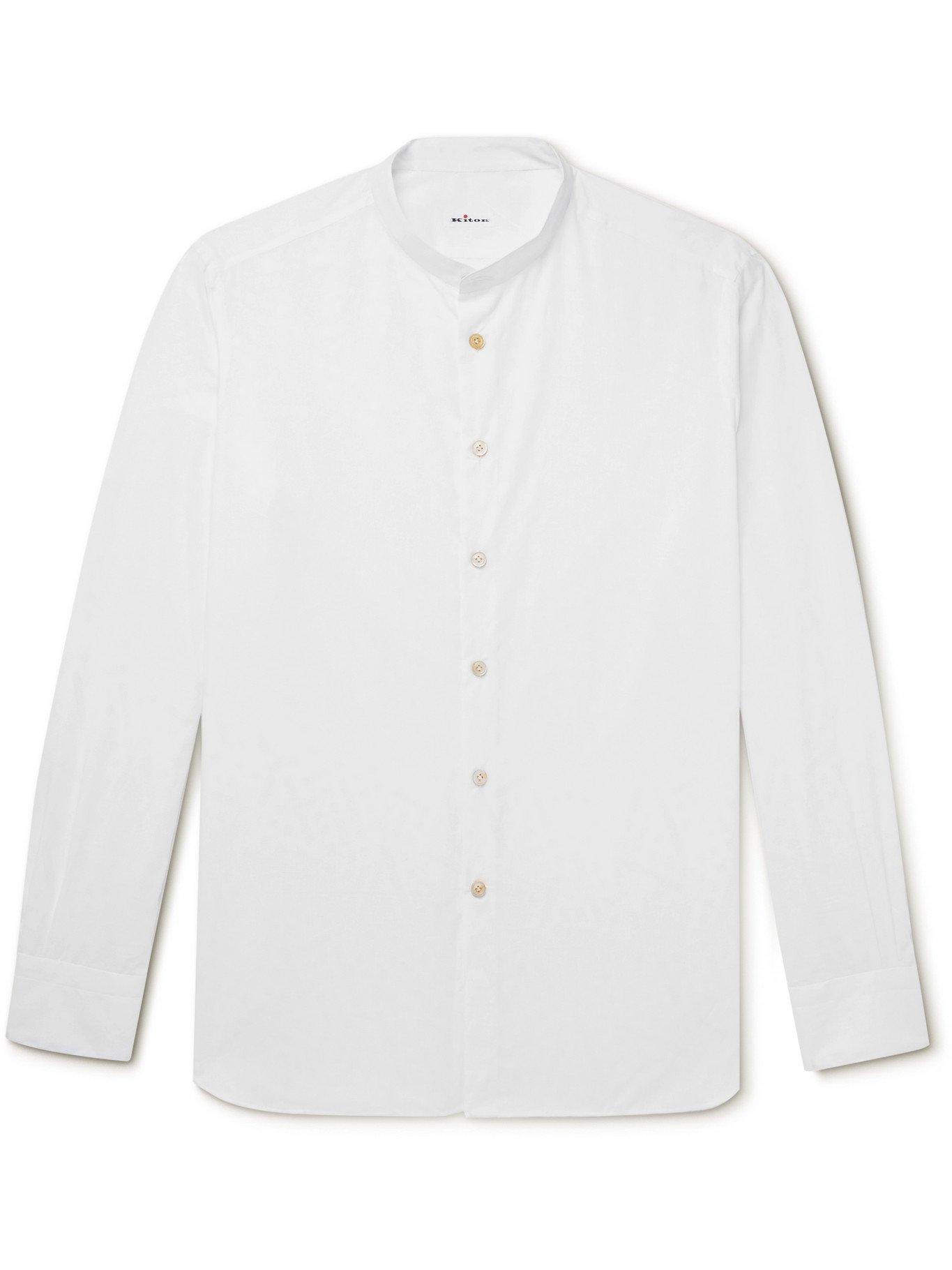 KITON - Grandad-Collar Linen Shirt - White Kiton