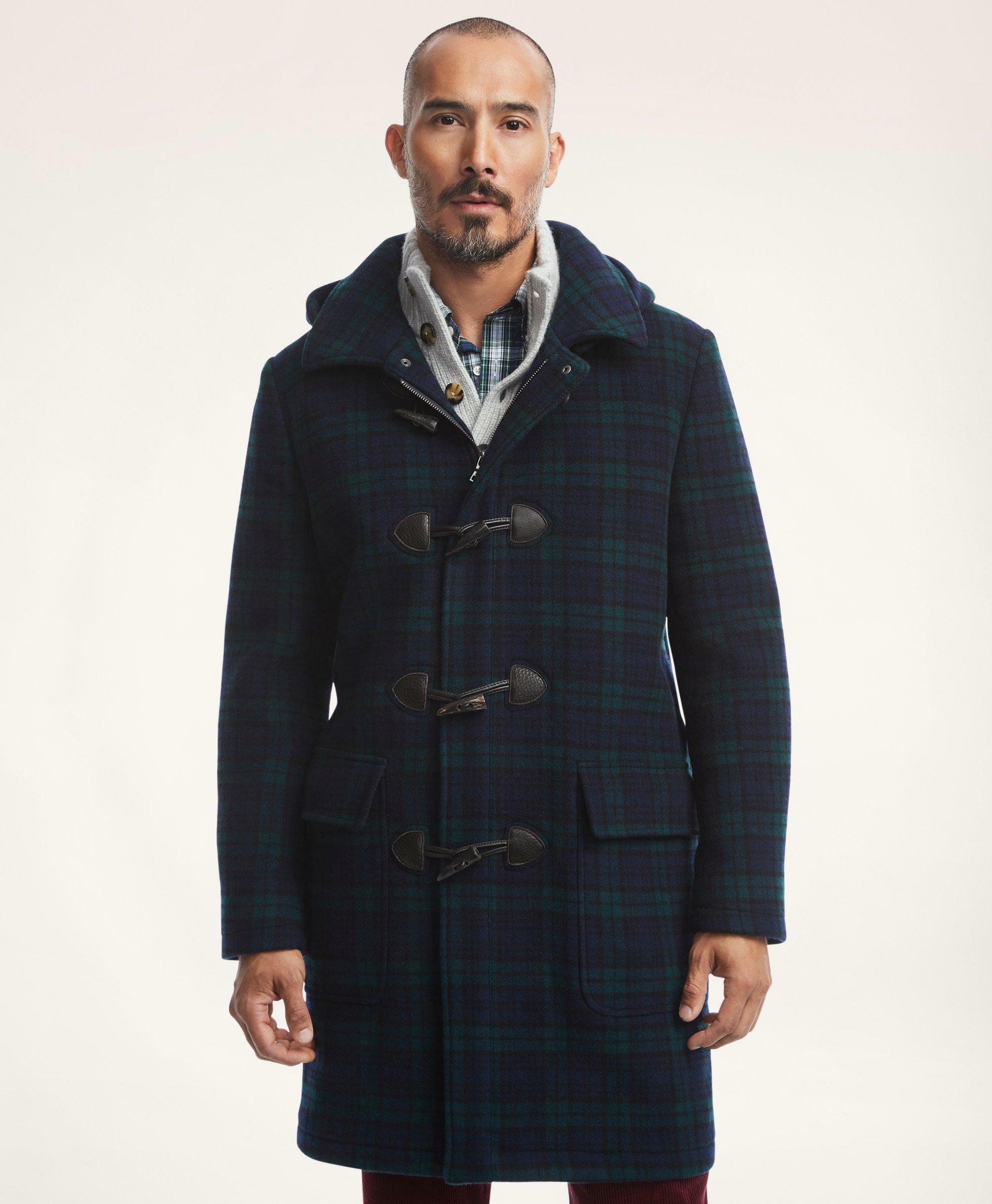 Brooks Brothers Men's Wool Double-Face Duffel Coat | Navy/Green