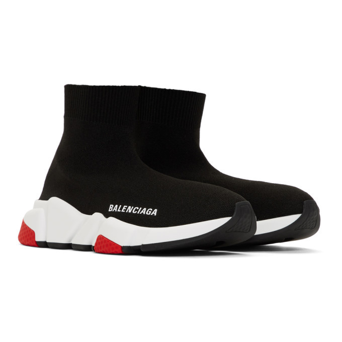 balenciaga black & red speed sneakers