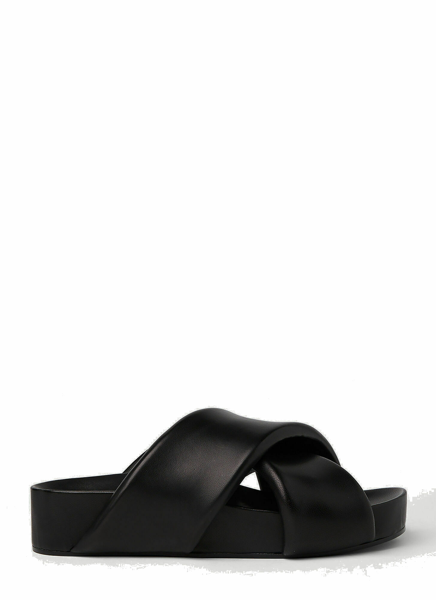Padded Sandals in Black Jil Sander