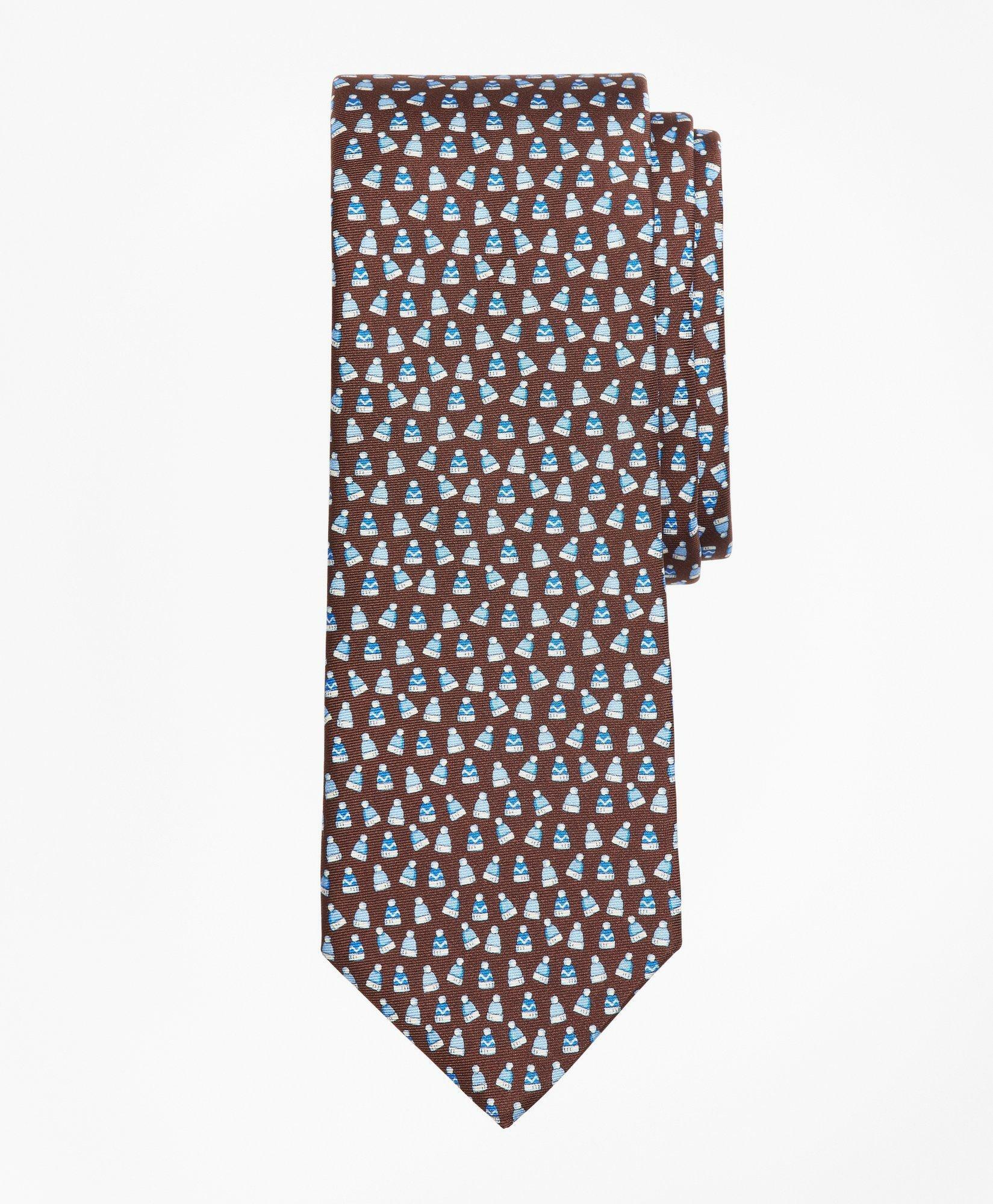 Photo: Brooks Brothers Men's Winter Hat Print Tie | Brown