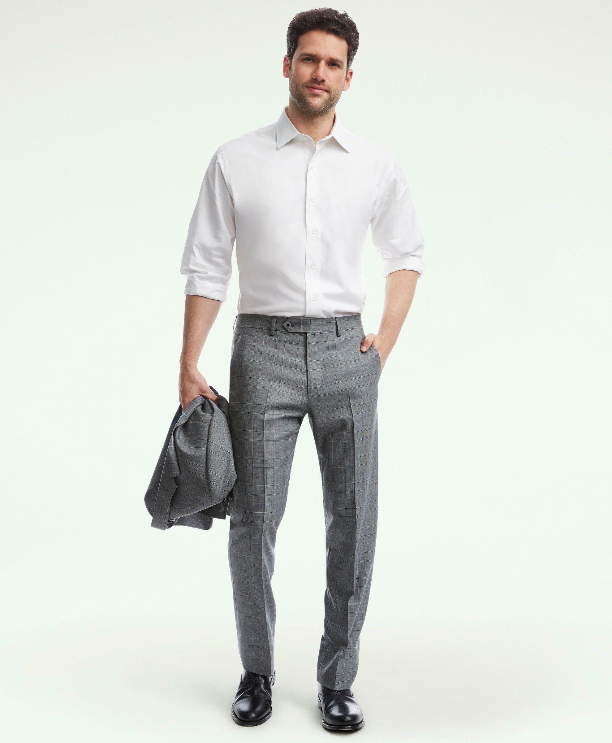Brooks Brothers Men's Explorer Collection Regent Fit Prince of Wales Suit Pants | Grey