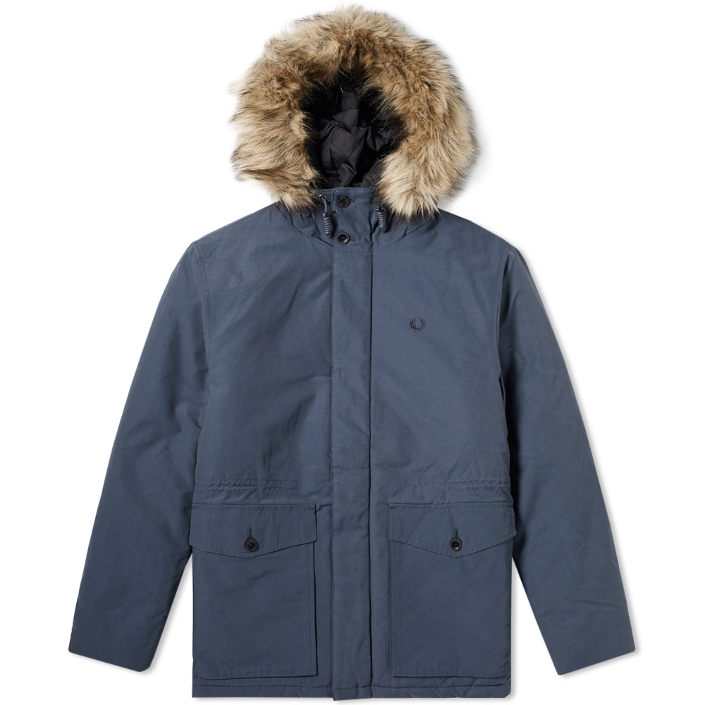 Fred Perry Quilted Fur Trim Parka Fred Perry