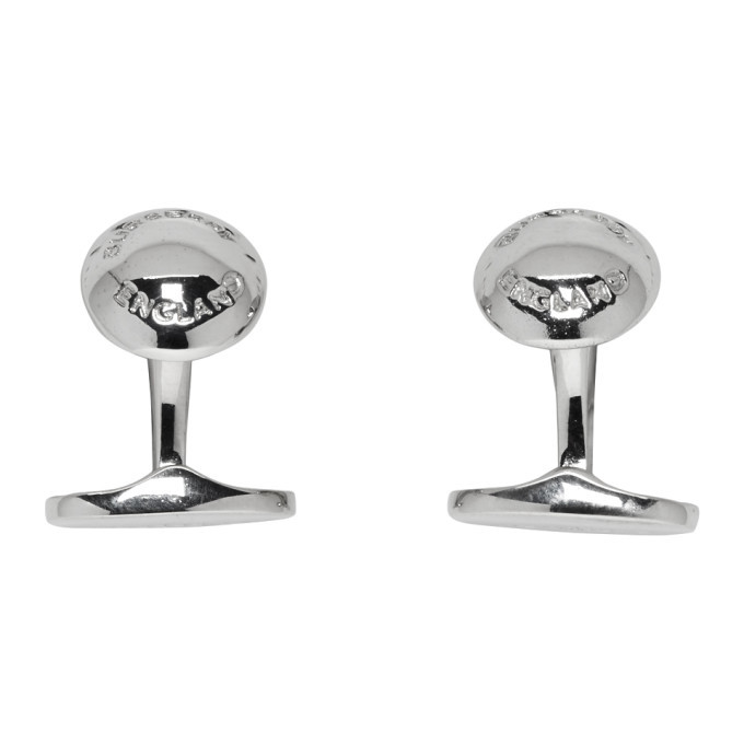 Burberry Silver Logo Round Cufflinks Burberry