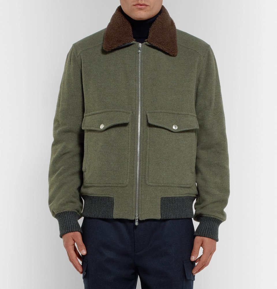 Brunello Cucinelli - Shearling-Trimmed Wool and Cashmere-Blend Felt ...