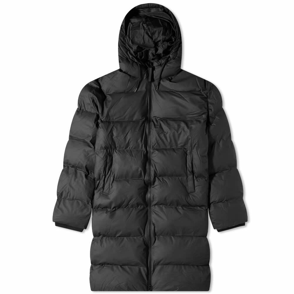 Rains Men's Long Puffer Jacket in Black Rains