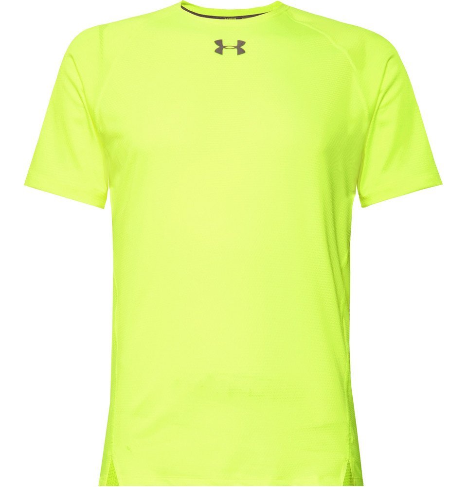 neon yellow under armour shirt