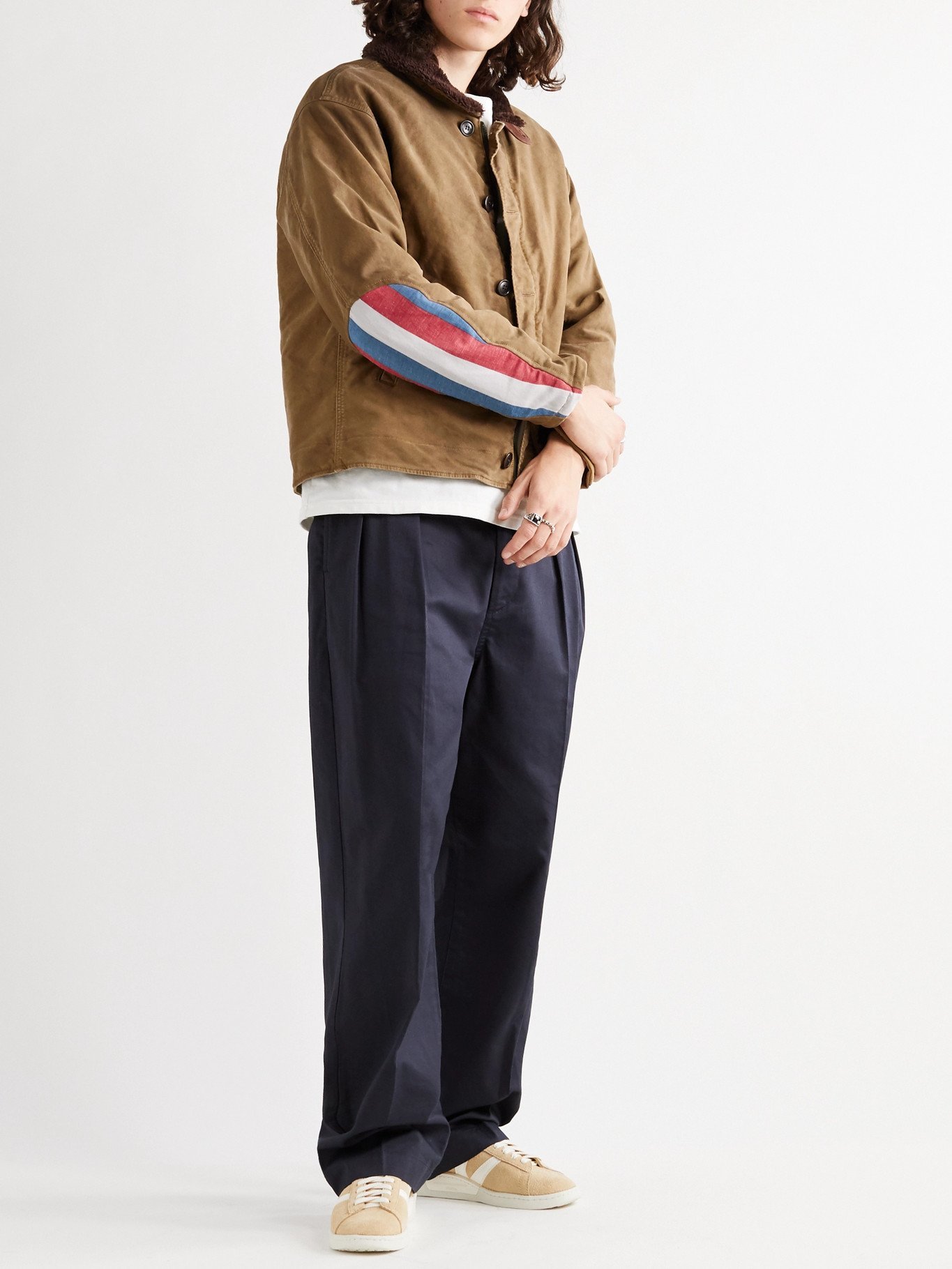 VISVIM - Deckhand Albacore Stripe and Shearling-Trimmed Cotton