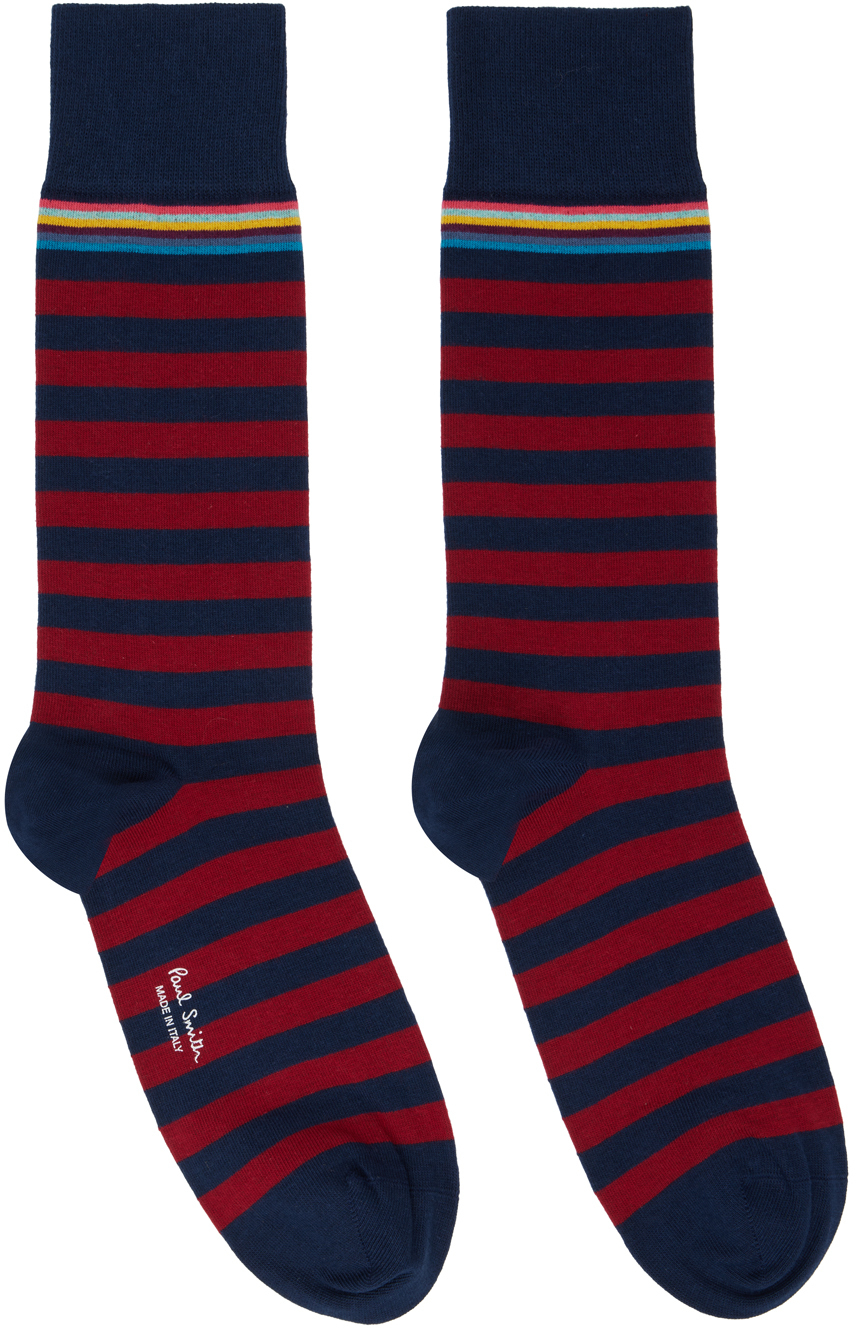 Paul Smith Two-Pack Navy & Red Marius Socks Paul Smith