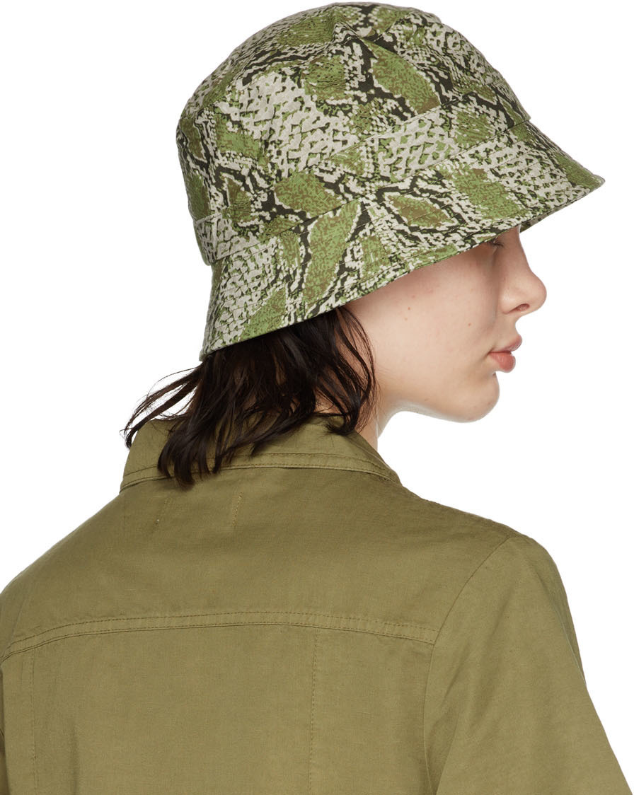 YMC Green Snake Print Bucket Hat YMC