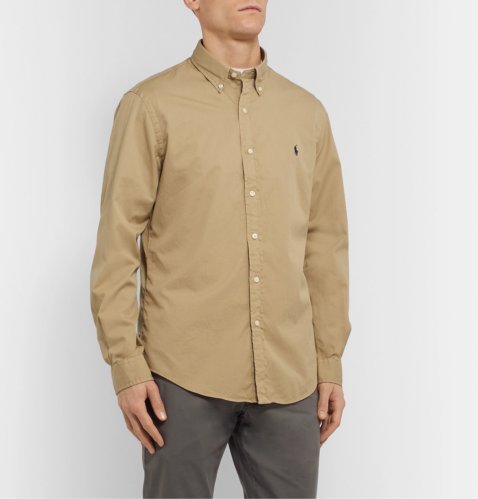 Polo Ralph Lauren - Slim-Fit Button-Down Collar Garment-Dyed Cotton Oxford  Shirt - Brown Polo Ralph Lauren