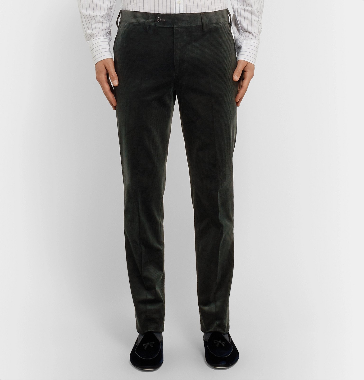 Rubinacci - Luca Slim-Fit Tapered Cotton-Blend Corduroy Trousers ...