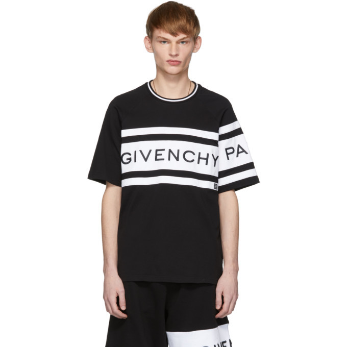 Givenchy Black and White Embroidered Logo T-Shirt Givenchy