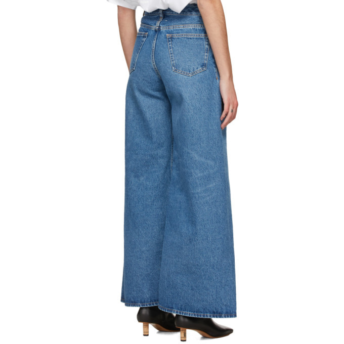 MM6 Maison Margiela Blue Pintuck Flared Jeans MM6 Maison Margiela