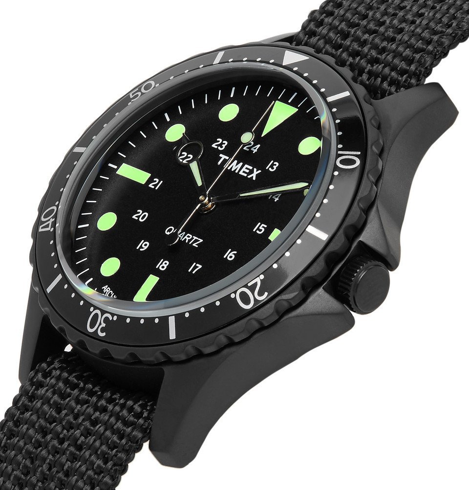 Timex - Navi Harbor Stainless Steel and Nylon-Webbing Watch - Men - Black  Timex