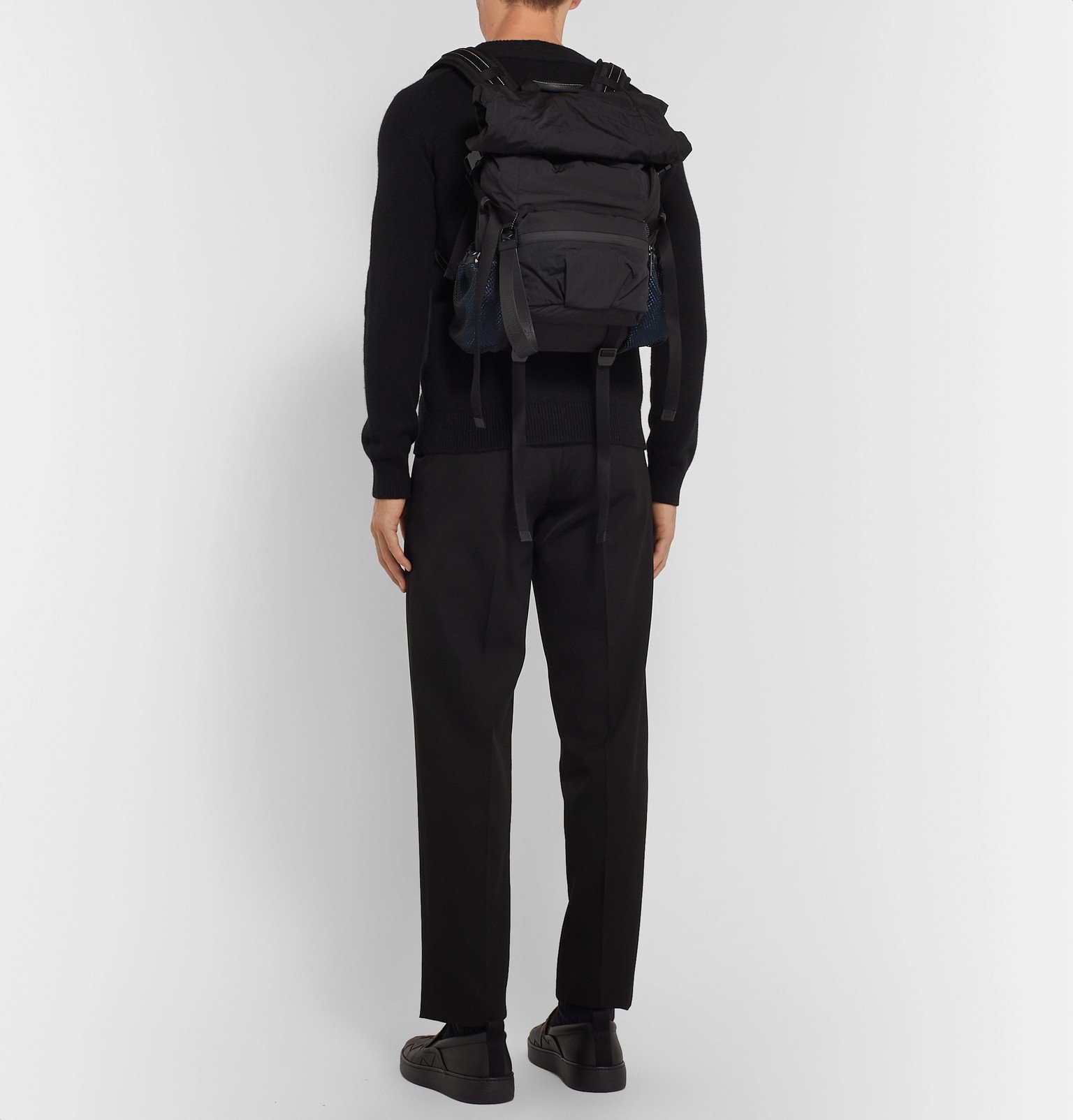 Bottega Veneta - Leather-Trimmed Nylon Backpack - Black Bottega Veneta