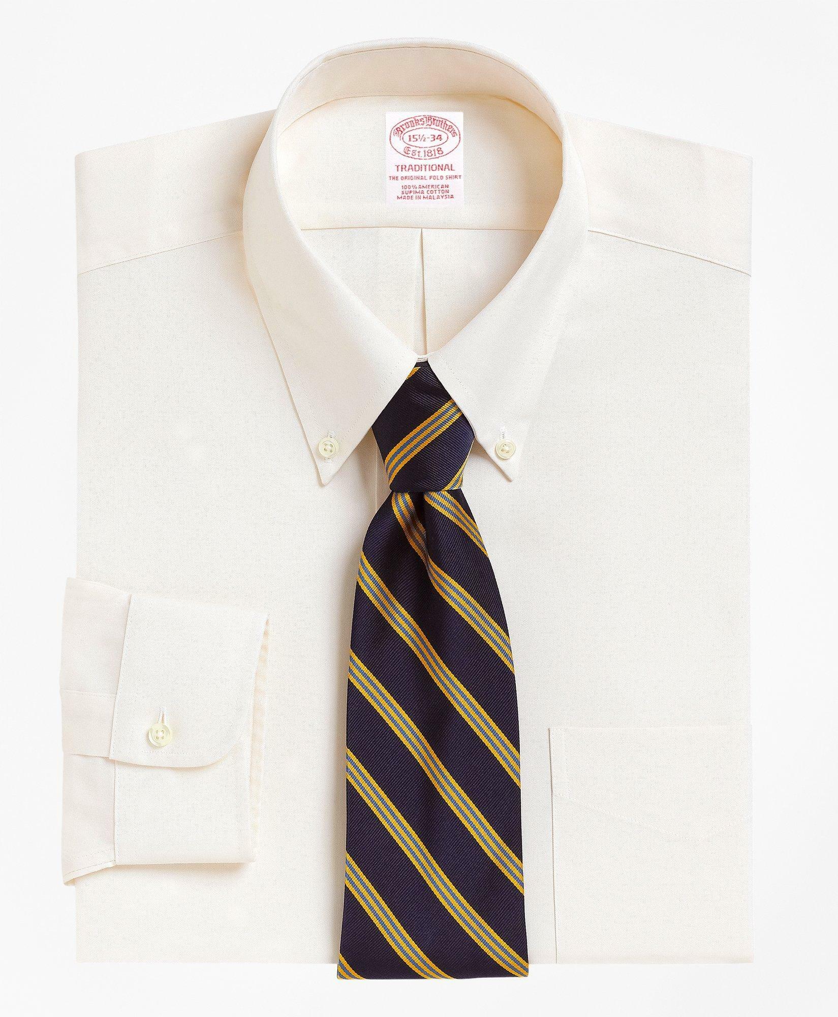 Photo: Brooks Brothers Men's Traditional Extra-Relaxed-Fit Dress Shirt, Button-Down Collar | Ecru