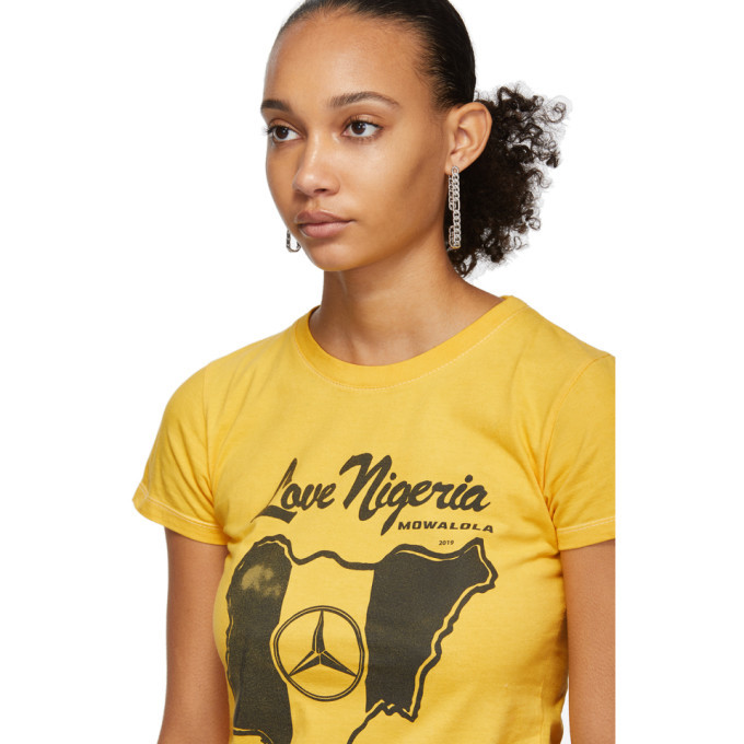 Mowalola SSENSE Exclusive Yellow Love Nigeria Baby Fit T-Shirt 
