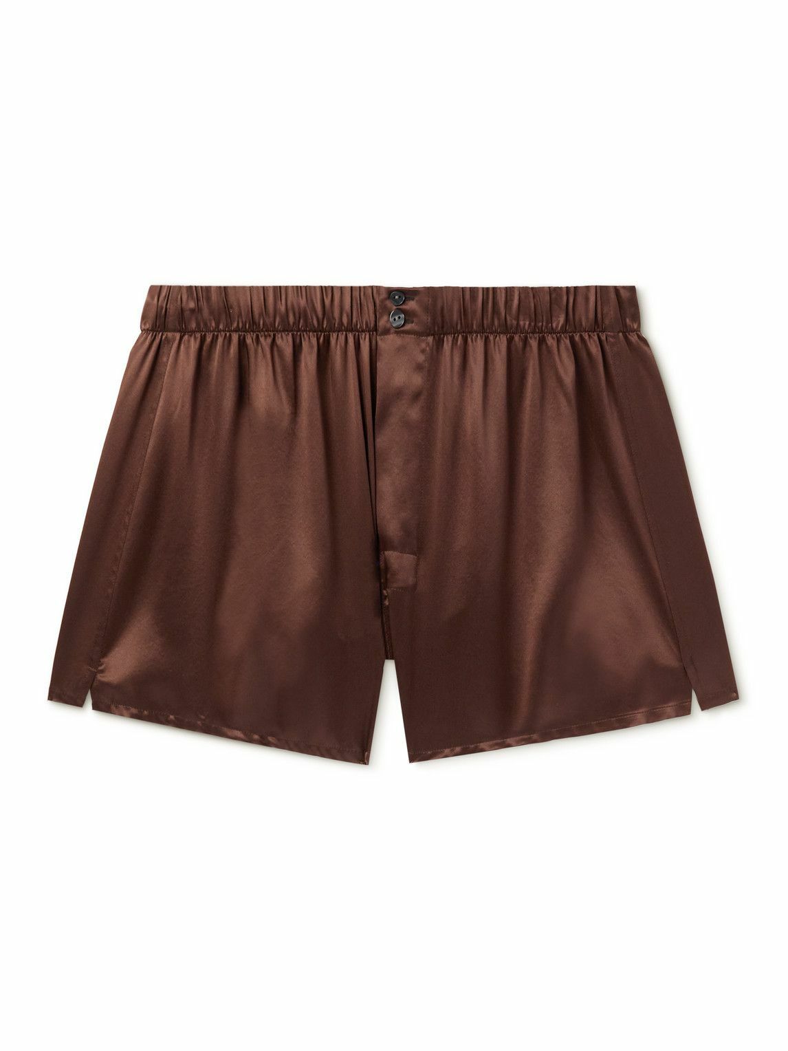 Rubinacci SilkSatin Boxer Shorts Brown Rubinacci