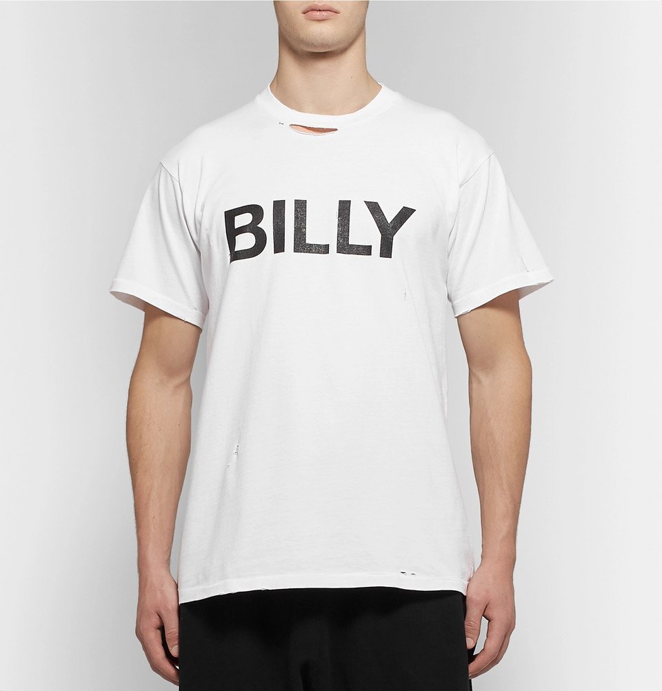 BILLY - Logo-Print Distressed Cotton 
