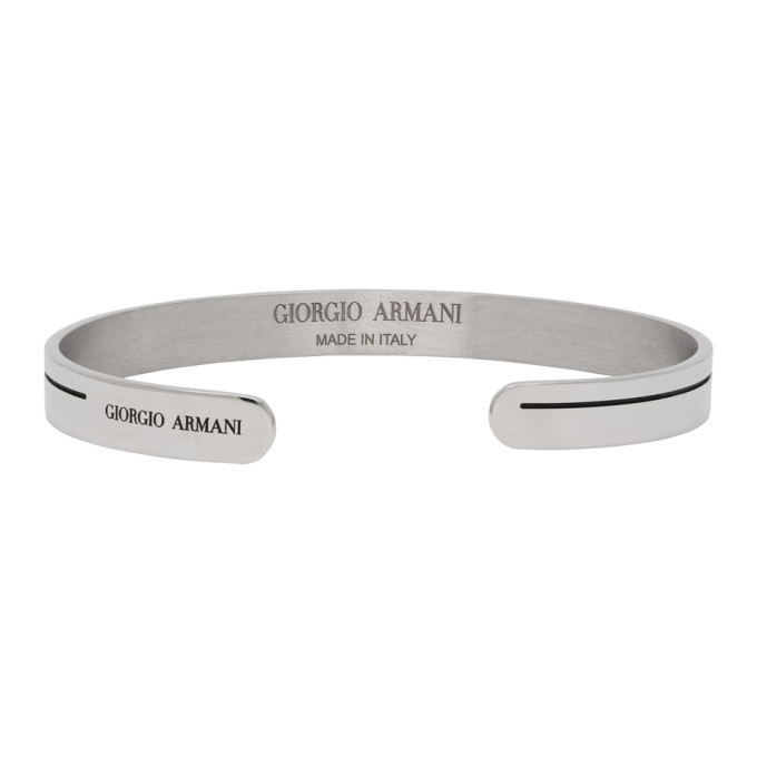 Giorgio Armani Silver Enamel Stripe Cuff Bracelet Giorgio Armani
