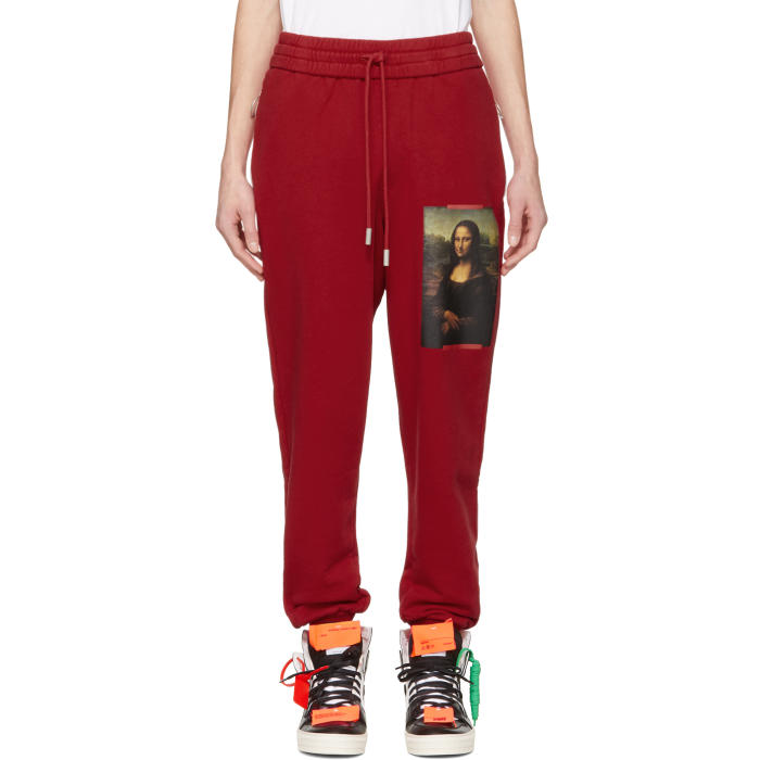 off white red pants