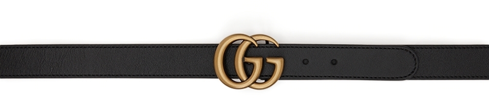 Photo: Gucci Kids Black & Gold GG Marmont Belt