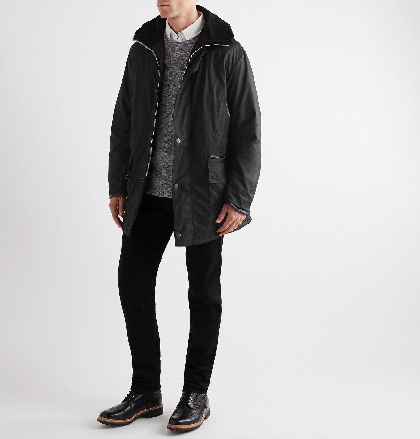 Barbour Gold Standard - Supa-Hunting Padded Waxed-Cotton Jacket - Black
