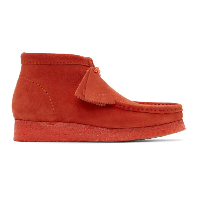 red leather clarks desert boots