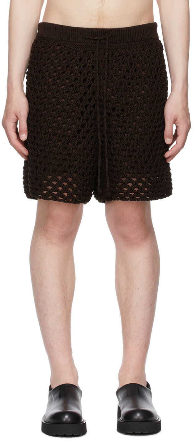 Valentino Brown Crochet Shorts Valentino