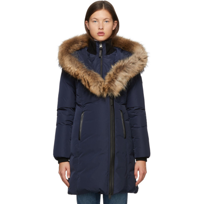 Mackage Navy Down and Fur Classic Kay Parka Mackage