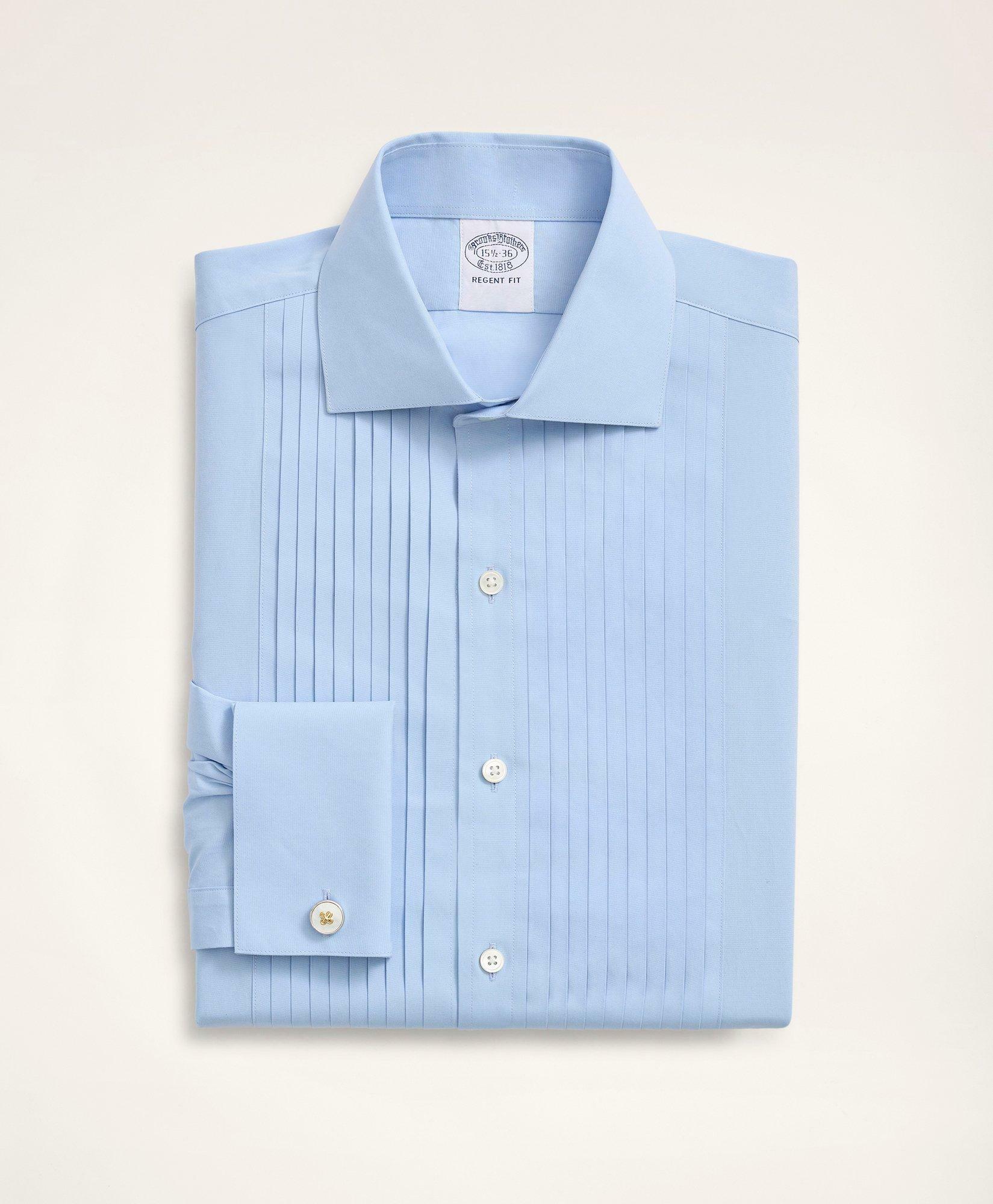 Brooks Brothers Men's Regent Regular-Fit Ten-Pleat Broadcloth English Collar Tuxedo Shirt | Chambray