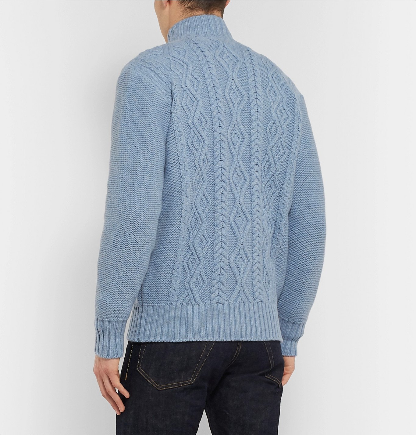 Inis Meáin - Cable-Knit Merino Wool Zip-Up Cardigan - Blue Inis Meáin