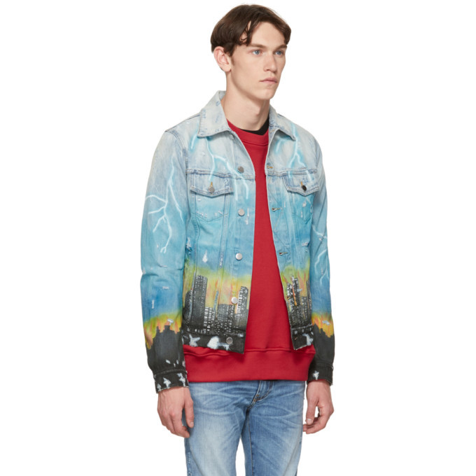 Amiri Indigo Denim City Dragon Trucker 