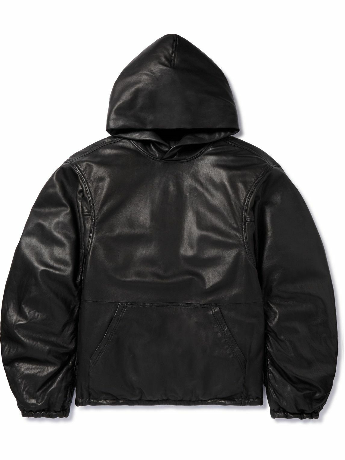 Photo: Balenciaga - Oversized Full-Grain Leather Hoodie - Black