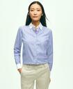 Brooks Brothers Women's Classic Fit Non-Iron Stretch Supima Cotton Stripe Shirt | Blue