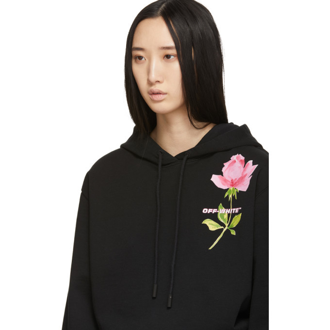 Off-White Black Cropped Flower Hoodie 