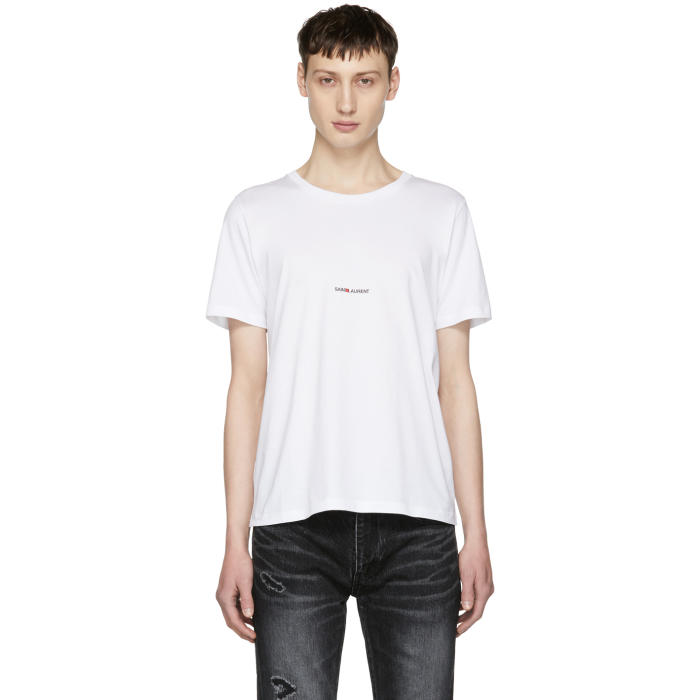 Saint Laurent White Rive Gauche T-Shirt Saint Laurent