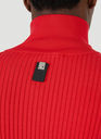 Ribbed Knit Zip Sweater in Red