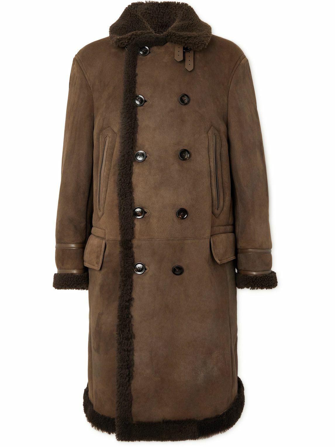 TOM FORD - Double-Breasted Shearling Overcoat - Brown TOM FORD