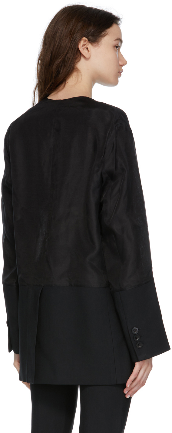 Esse Studios Black Organza Deconstructed Blazer Esse Studios