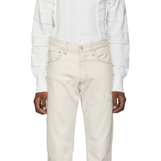 Helmut Lang Off-White Embroidered Masc Hi Straight Jeans Helmut Lang