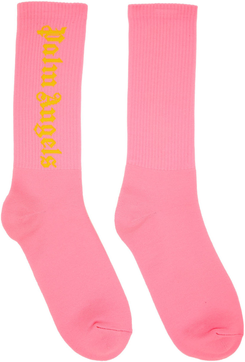 Photo: Palm Angels Pink Logo Socks
