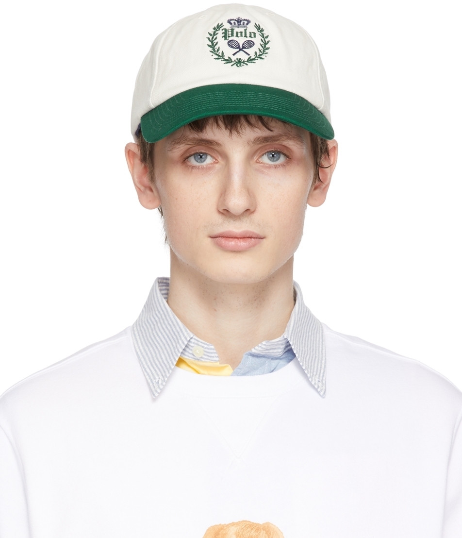 Photo: Polo Ralph Lauren Off-White & Green Tennis Crest Cap
