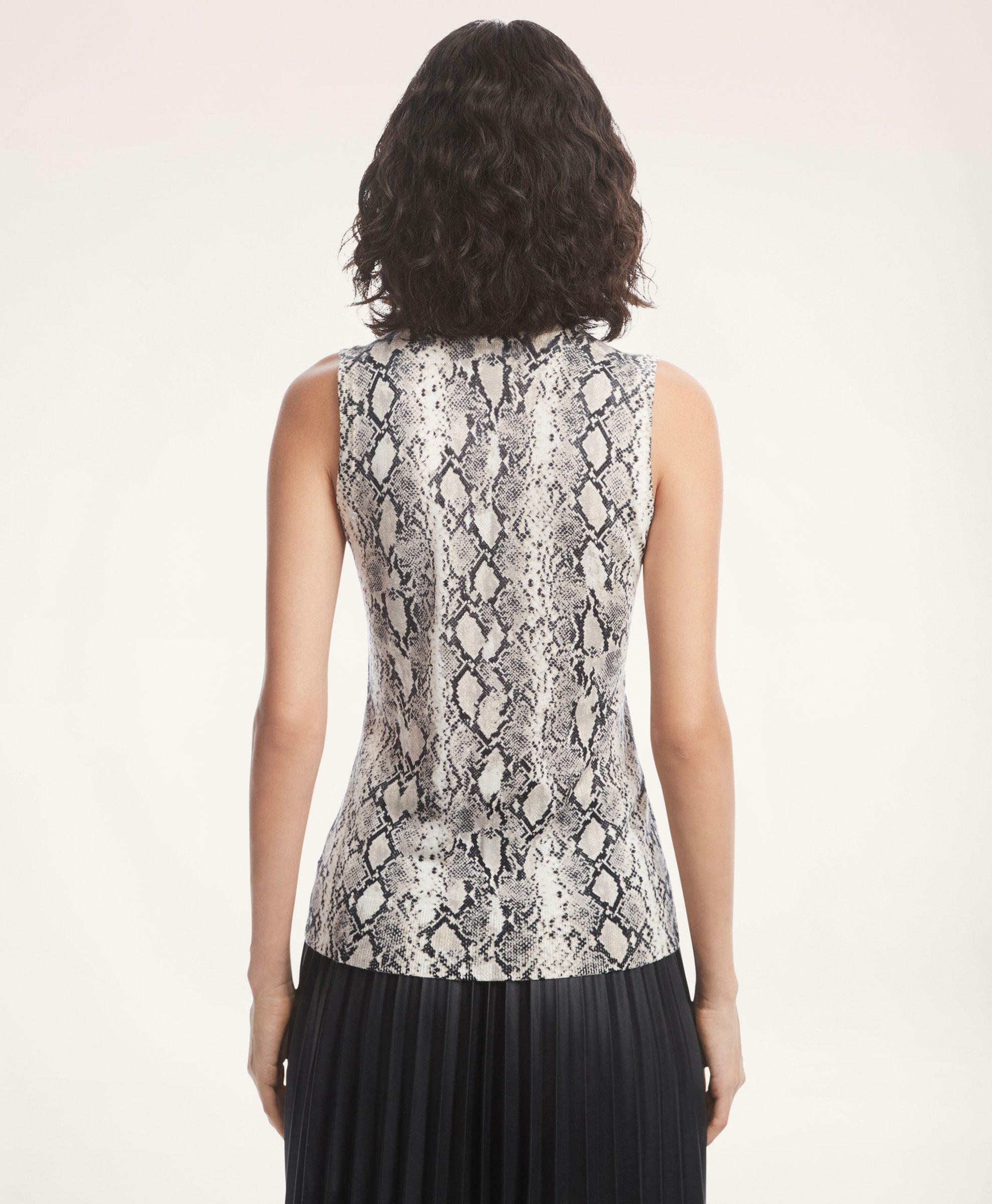 Brooks Brothers Women's Merino Wool Snake Print Shell | Grey