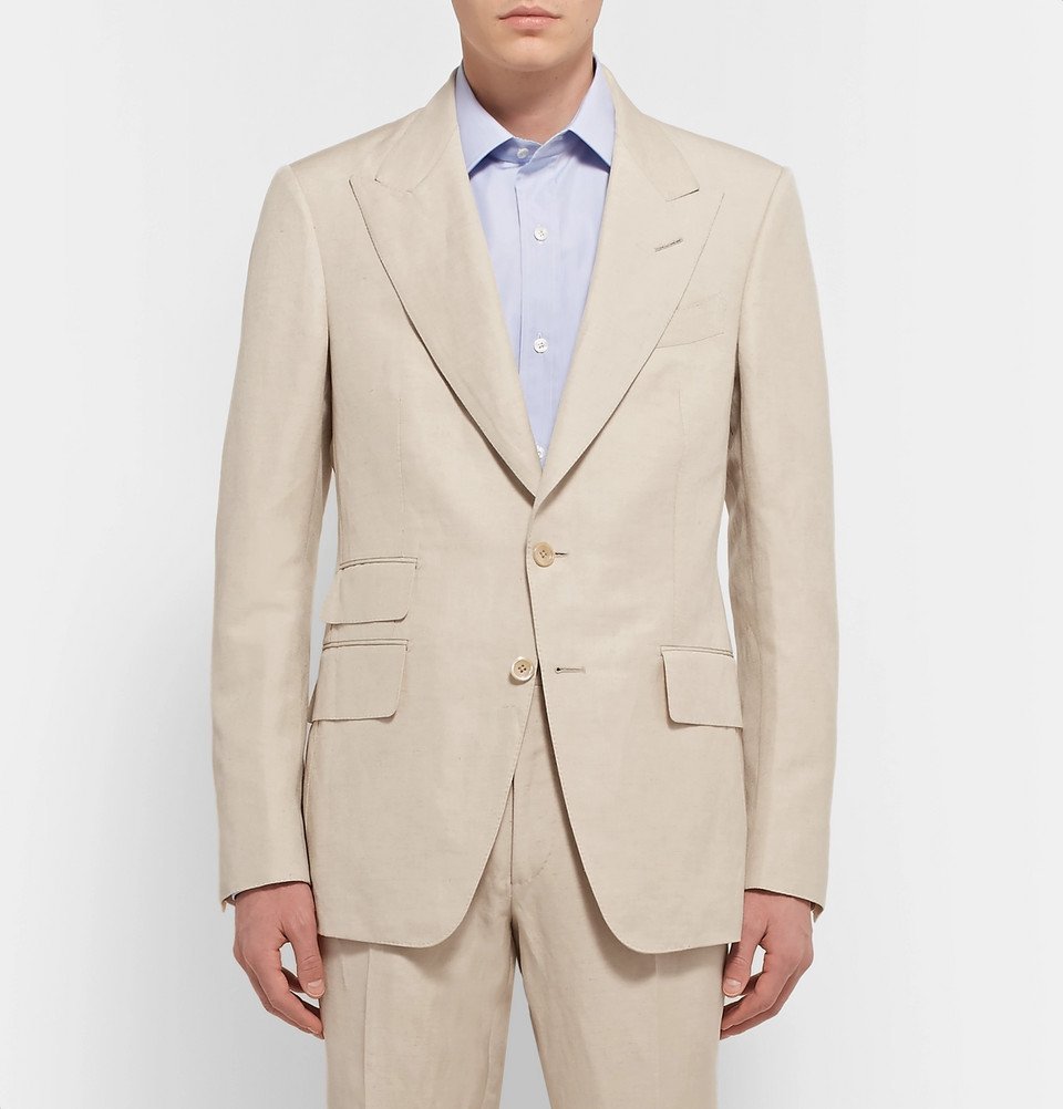 TOM FORD - Beige Shelton Slim-Fit Silk and Linen-Blend Suit Jacket - Men -  Beige TOM FORD