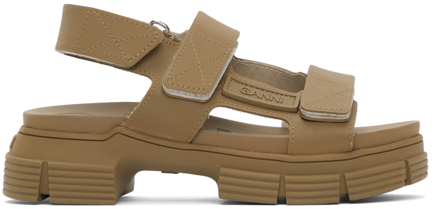 GANNI Brown Recycled Rubber Sandals GANNI